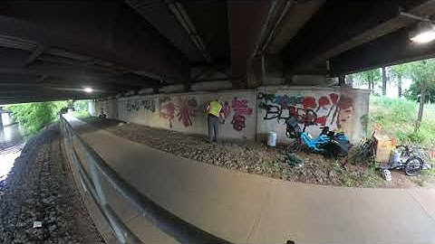 Removing graffiti using Elephant Snot and a Ryobi 40v battery powered pressure washer