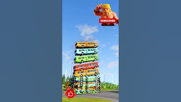 Mixed Color Buses Tower Fall Explode & Crash - BeamNG Drive #Youtubeshorts