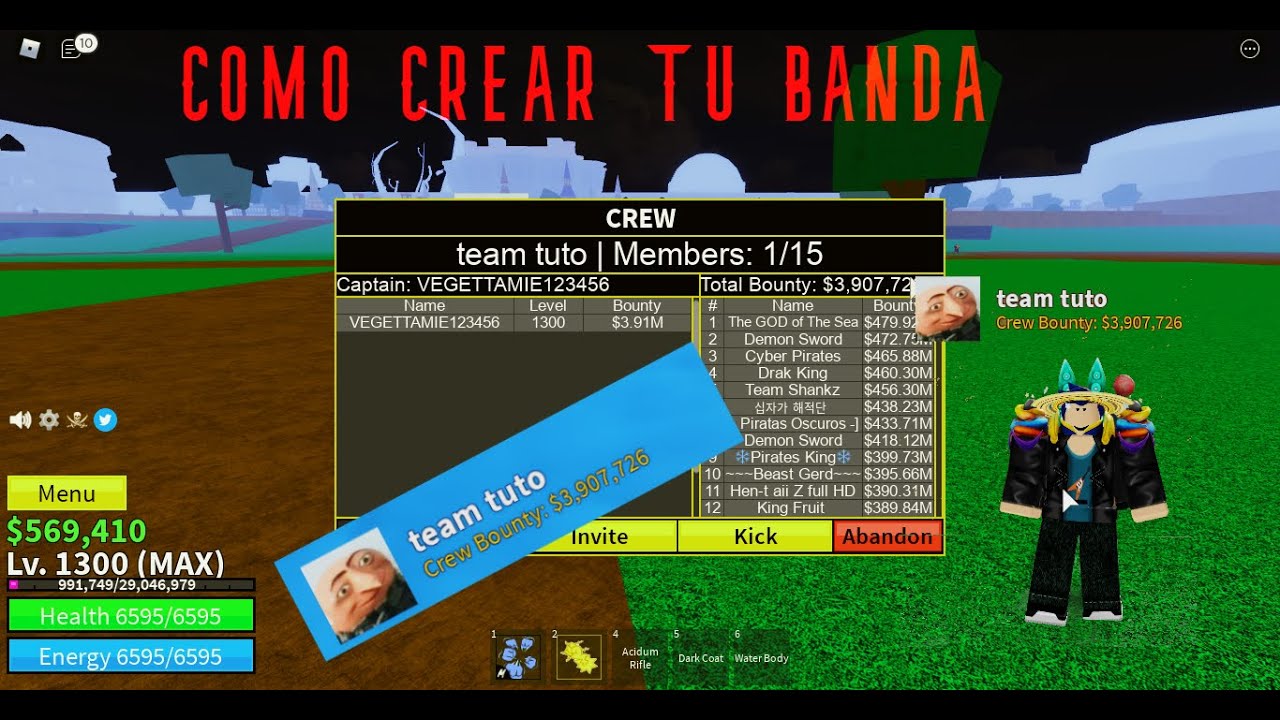 como crear una crew en blox fruits 