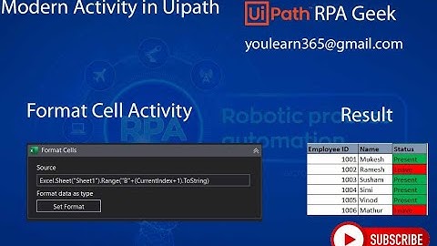 Modern format cell activity uipath