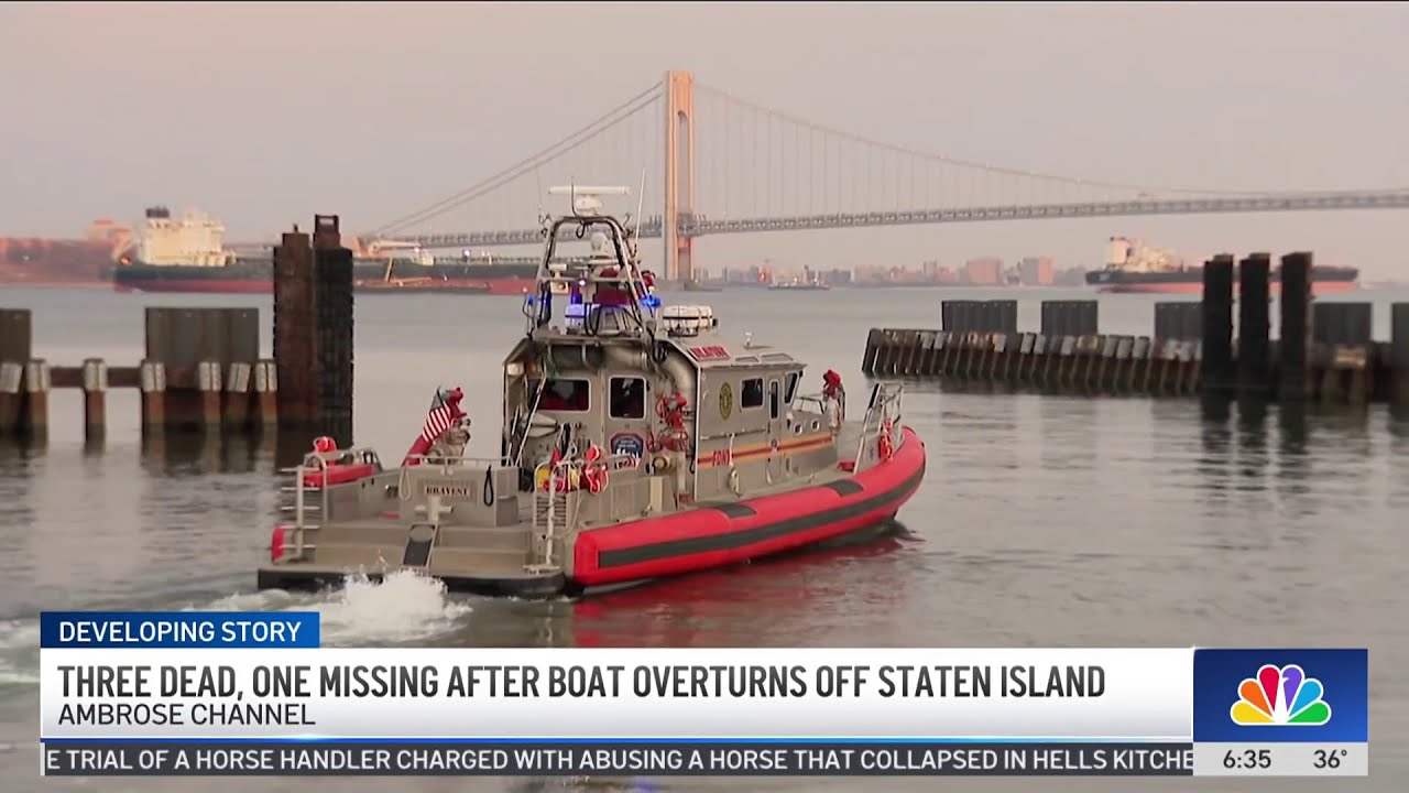 Three dead, one missing after boat overturns off Staten Island - YouTube