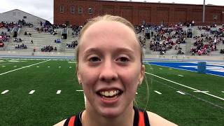 Jeff Blankman talks with Abby Olberding of Carroll at State Track Content