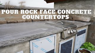 Pouring Rock Face Outdoor Kitchen Countertops with Appliance Cutouts  #outdoorkitchen #diy