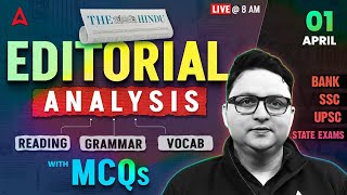 Editorial Analysis | 1st April, 2026 | Vocab, Reading, Grammar, MCQs | The Hindu Analysis