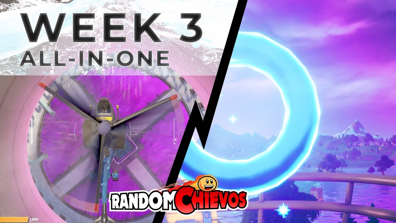 All WEEK 3 Challenges in Fortnite (Floating Rings, Choppa at Steamy Stacks, Rickety Rig Crane,...)