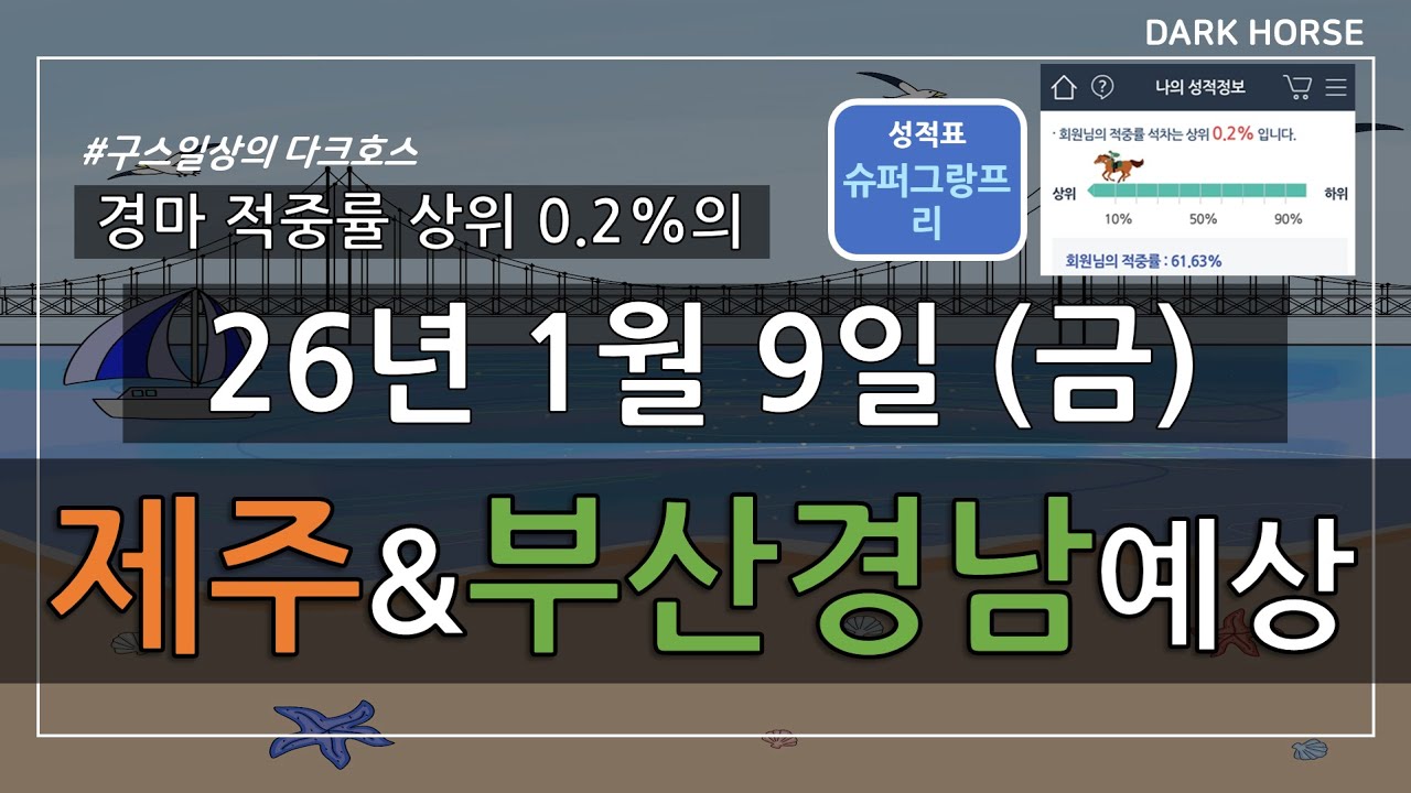 구스일상 경마예상 2026년 1월 9일 금요일 제주 부산경남 경마 예상