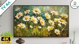 Flower Garden TV Art | Vintage Daisies Oil Paintings | Framed Art Screensaver for TV | 4 hrs 4K