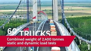 Bridge across the Danube River in Braila (Romania), load tests completed on the new bridge