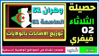 حصيلة كورونا بالتفصيل و توزيع الاصابات على الولايات الثلاثاء 2021/02/02 (الجزائر ، وهران حصيلة)