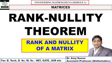 Rank-Nullity Theorem for Matrix | Rank Nullity Theorem | Rank-Nullity Theorem Problems
