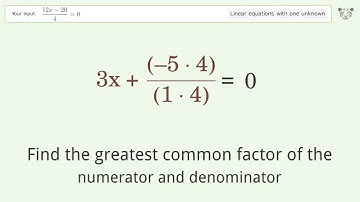 Solve (12x-20)/4=0: Linear Equation Video Solution | Tiger Algebra