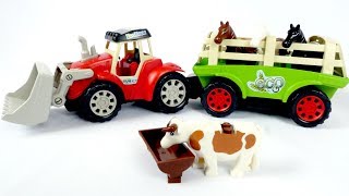 Видео для детей с игрушками - Трактор и животные на ферме