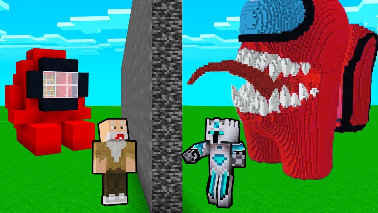 AKU CHEAT //MONSTER Amoung US Build Battle dengan PRO BUILDER di Minecraft!!!