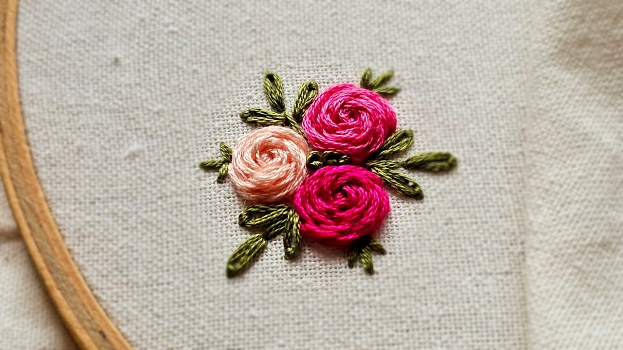 Simple and Beautiful tiny flowers🌹 Stem Stitch Rose🥀🌿