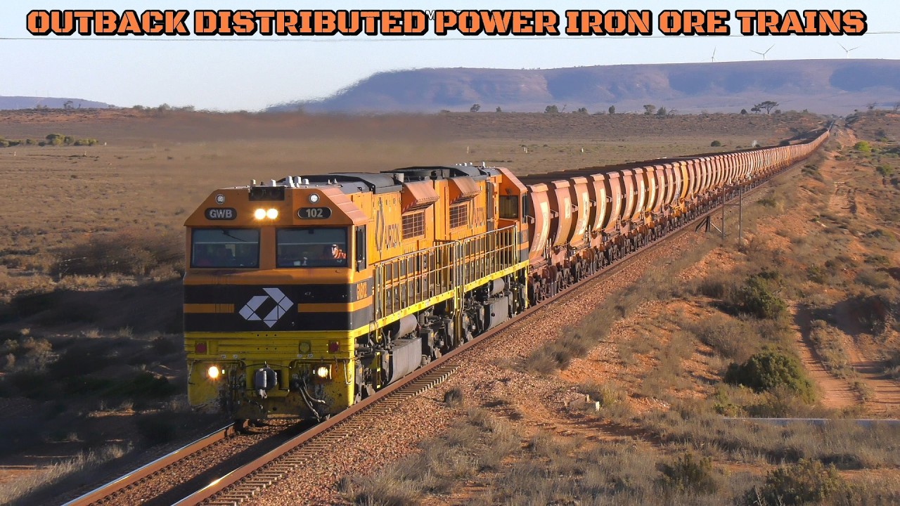 OUTBACK DISTRIBUTED POWER IRON ORE TRAINS HAULED BY AURIZON'S ENTIRE GWB & GWU FLEET