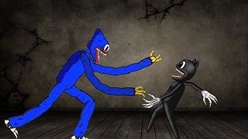 Huggy Wuggy VS cartoon Cat Poppy Playtime Drawing cartoon 2 tutorial animations #cartoonCat