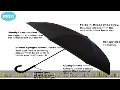 totes InBrella Reverse Close Umbrella, Invisible Water Repellent Coating, Auto Close