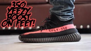Yeezy 350 Boost (Black/Red) On Foot Review!