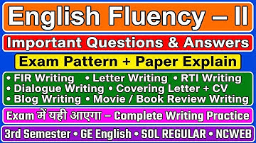 English Fluency II Important Question Answers Explain 3rd Semester GE English SOL REGULAR NCWEB