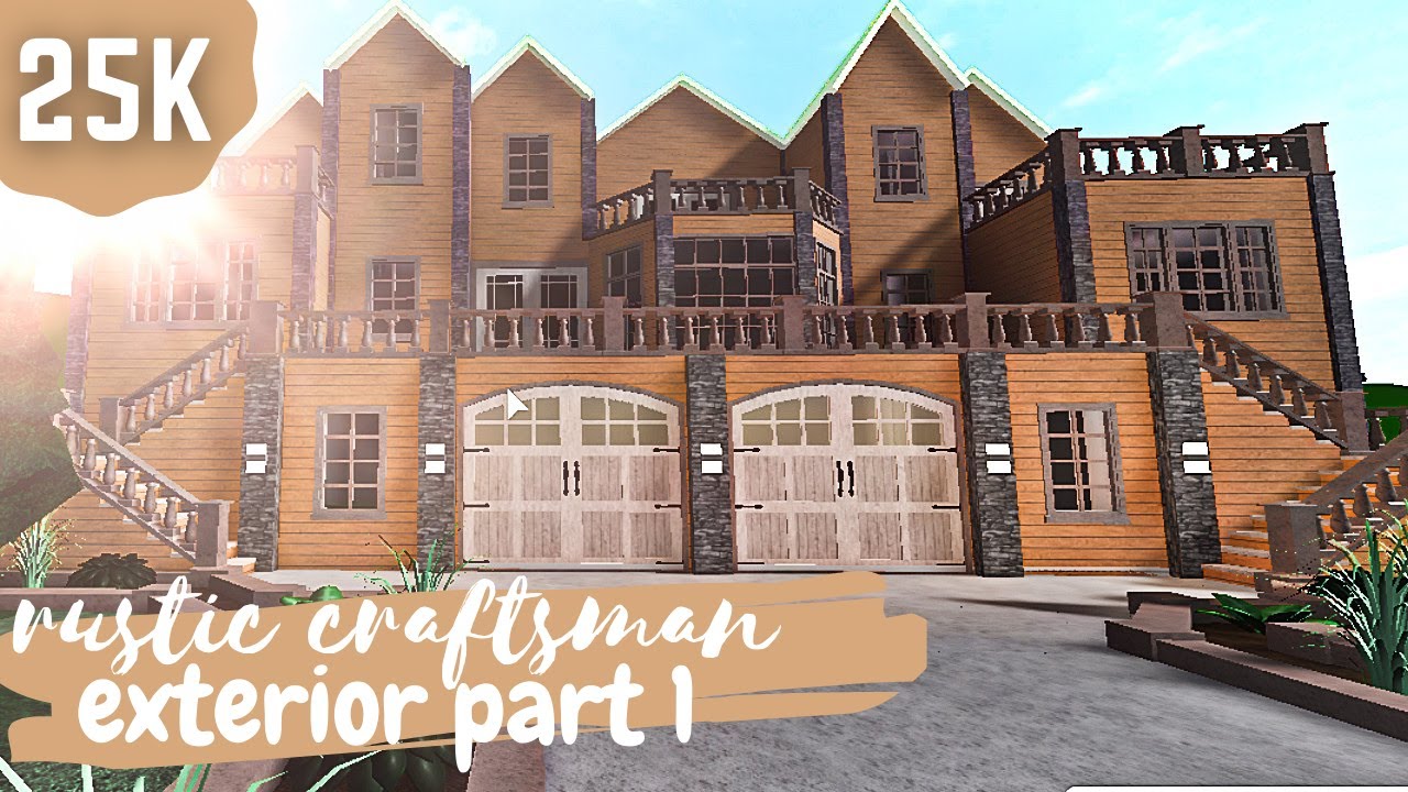 Bloxburg Rustic Craftsman Mansion Exterior 25k Youtube - roblox rustic bloxburg cheap modern house