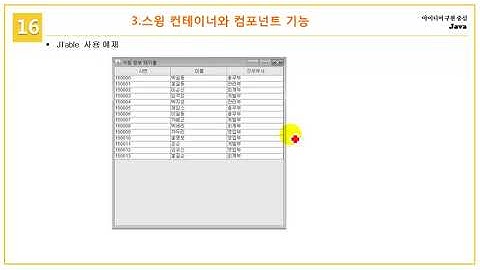 [초보자를 위한 Java Programming] 16.5 JTable 사용법1