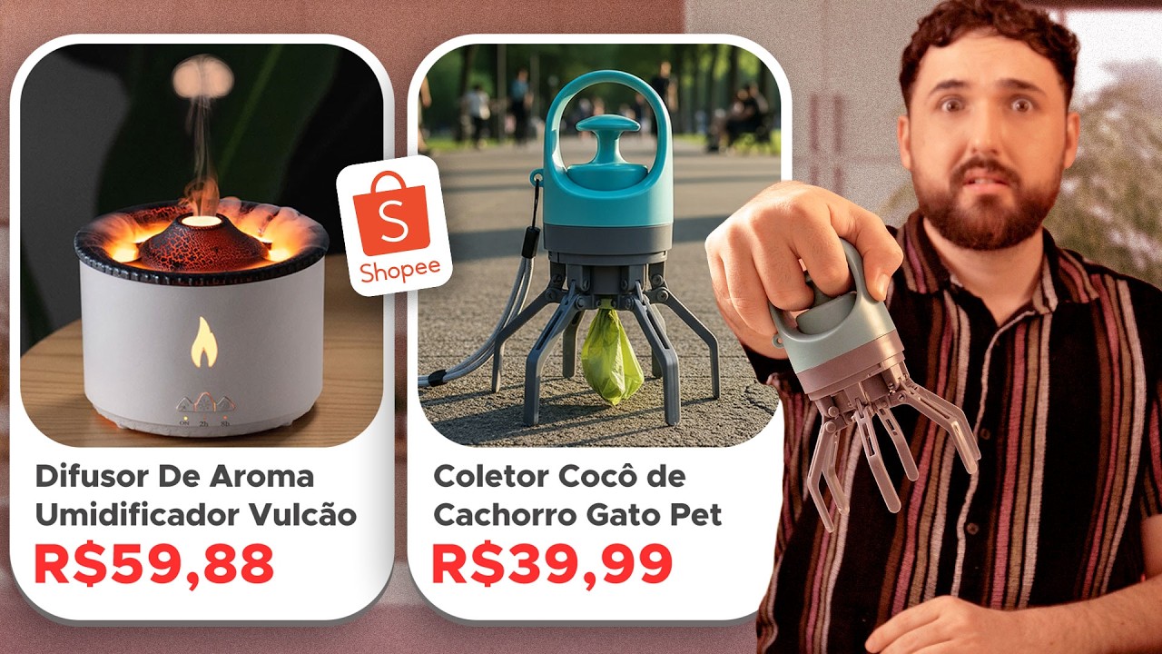 Produtos BONS DEMAIS para ser verdade da Shopee | Comprei um Aromatizador Vulcão, Coletor Pet e +