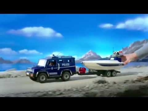 PLAYMOBIL -- Coche de Policía con Lancha (Español) - YouTube