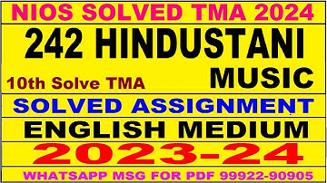 nios hindustani music 242 solved assignment 2023-24 | nios tma 2023-24 class 10 hindustani music
