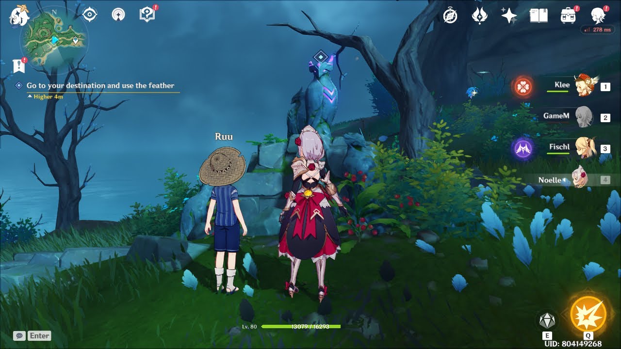 Genshin Impact 2.2 Go to your destination and use the feather Owl