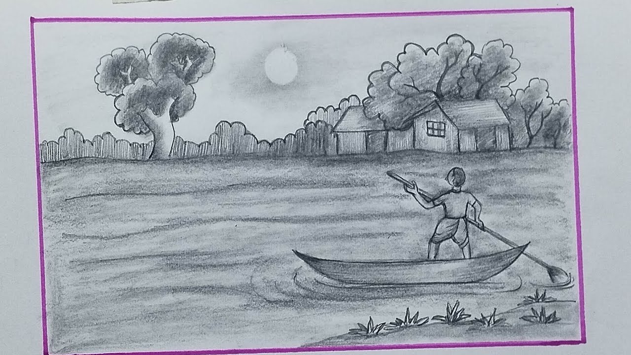 How to draw landscape scenery || ( Very Easy ) step by step - YouTube
