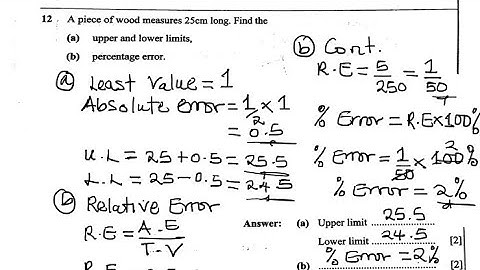 Finding Lower Limit, Upper Limit & Percentage Error.