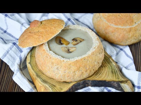 Видео рецепт Суп в тарелке из хлеба