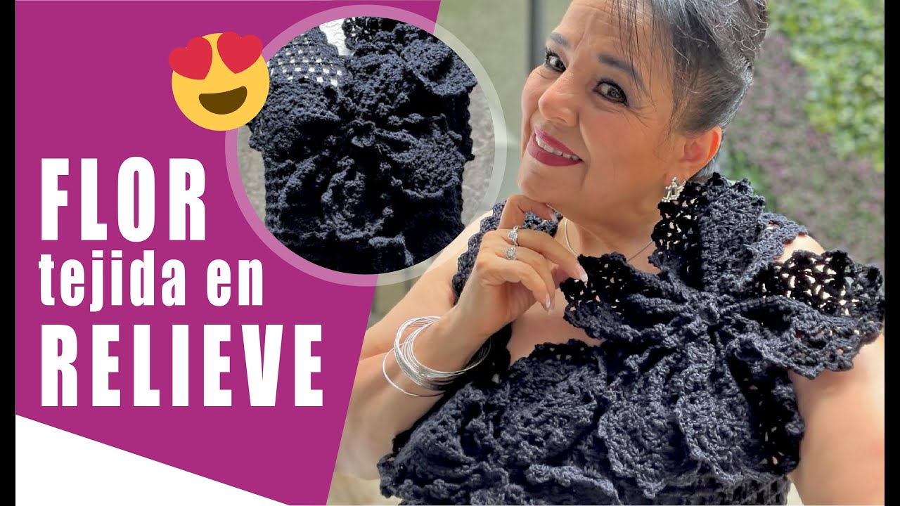 CÓMO TEJER EN GANCHO O CROCHET LAS FLORES TEJIDAS EN RELIEVE ❤️‍🔥 PARA LA BLUSA EN TALLA GRANDE