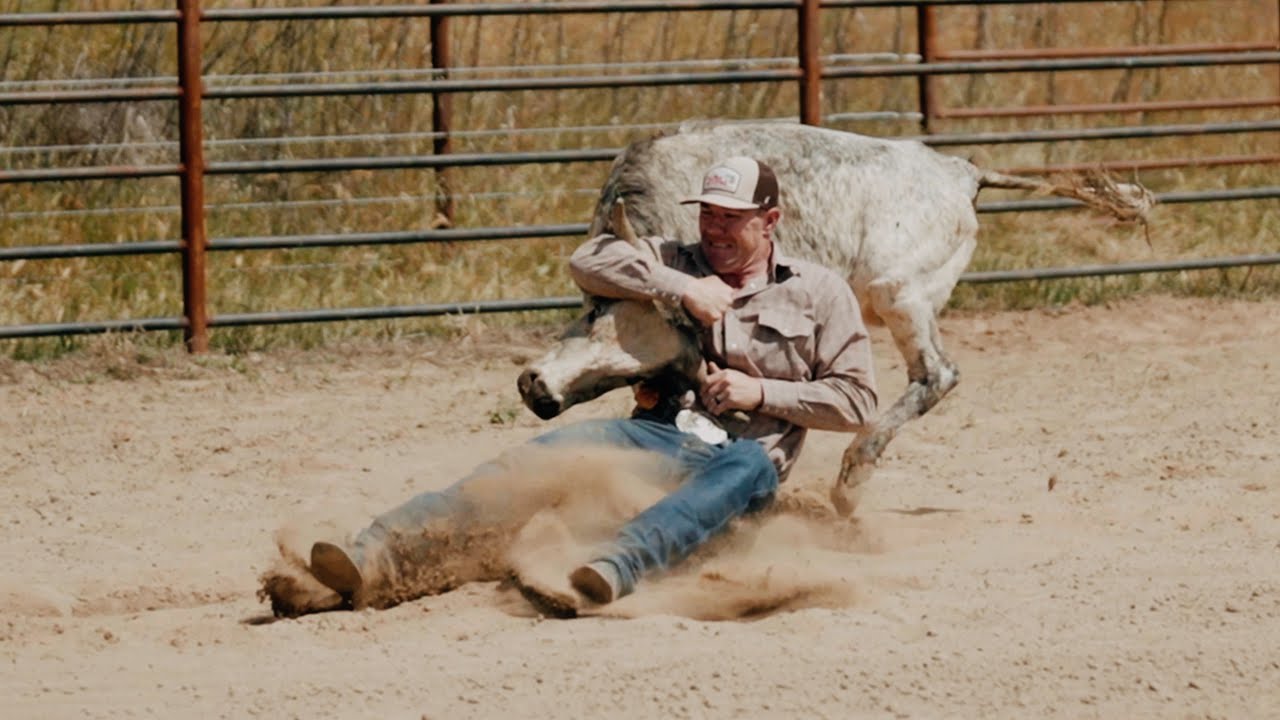 Bulldogging Practice at Dakota Eldrige