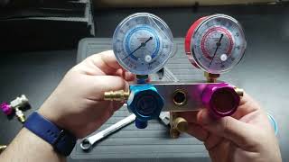 DOES YOUR AC MANIFOLD GAUGE LEAK? FIND AND FIX IT LIKE THIS? (HVAC, DIY, AUTOMOTIVE) -Harbor Freight