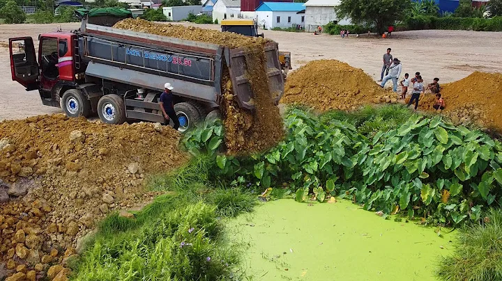 First Start Amazing PROJECT!! LANDFILL Delete Flooded Area Deep Pond Use SHANTUI Dozer & 25Ton Truck