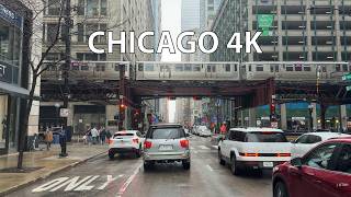 Chicago 4k  Rainy Morning Drive  Driving Downtown
