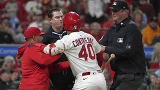 Cardinals’ Willson Contreras hits own coach with bat toss, dumps gum tub on field in insane ejection