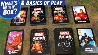 MARVEL MAYHEM : An unboxing and look at the basics of game play! A kid/family friendly game!