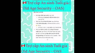 🇨🇦 Trợ cấp An Sinh  Tuổi già (Old Age Security – OAS)