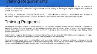 Clinical research coordinator training ...