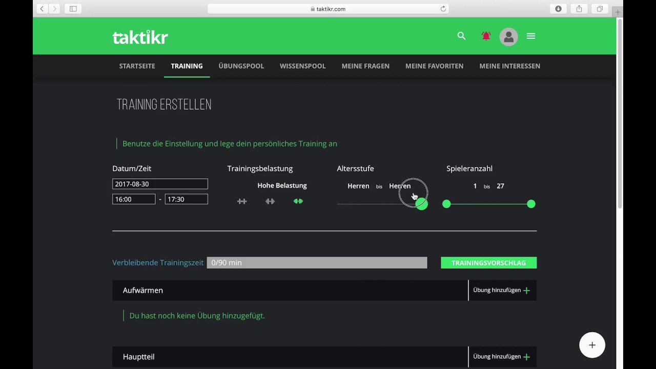 Fußballtraining planen mit 1 Klick - der taktikr Trainingsgenerator