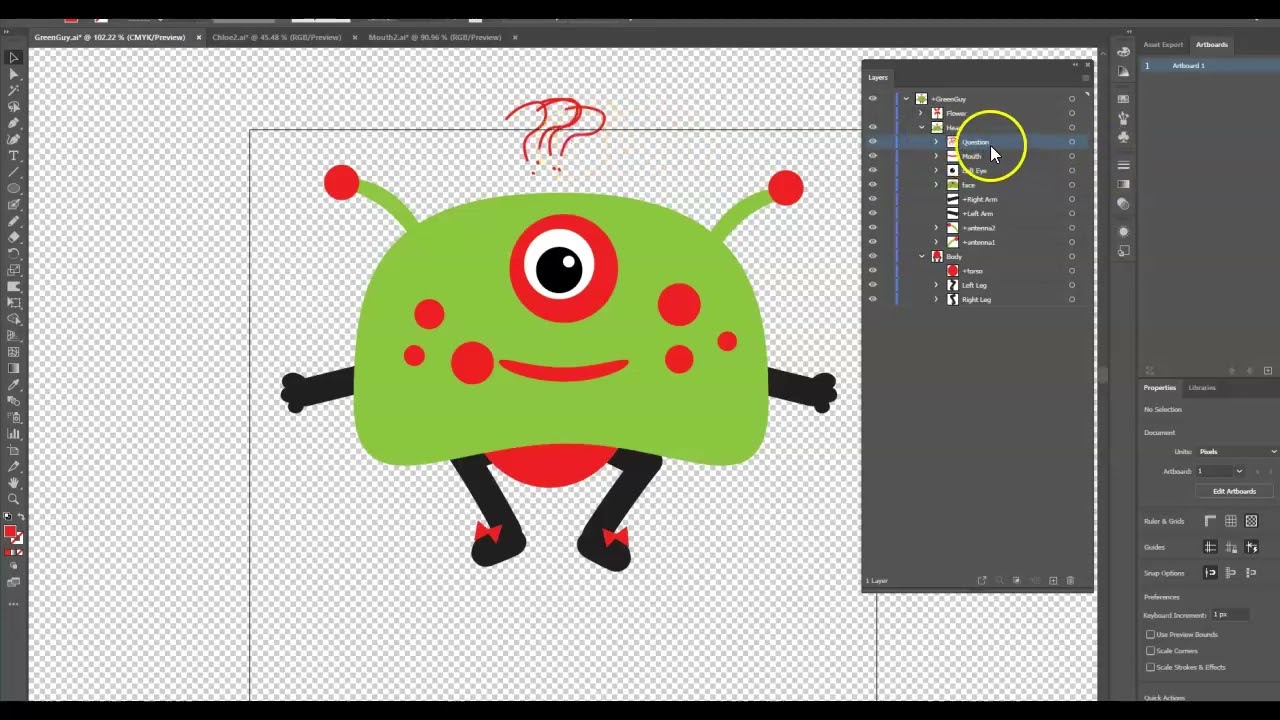 MM GreenGuy Character - Cycle Layers with Trigger