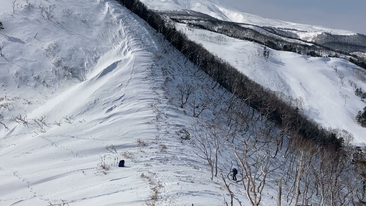 厳冬期知床ルサの稜線にて