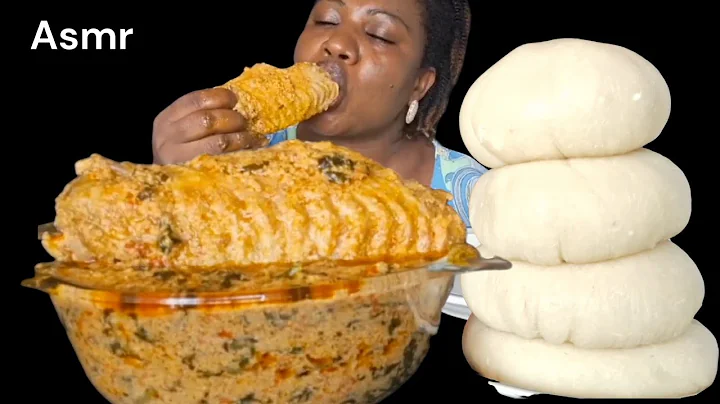 African food mukbang/ fufu with egusi soup and  turkey ( eating Sound ASMR)