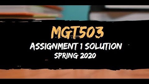 MGT503 Assignment 1 Solution Spring 2020