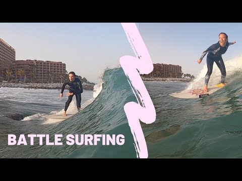 BATTLE SURFING con GO PRO 8 *Sol y Erik* | Surf Málaga