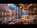 Peaceful Rainy at Cozy Coffe Shop by the Fireplace - Smooth Jazz for Work, Study, Focus