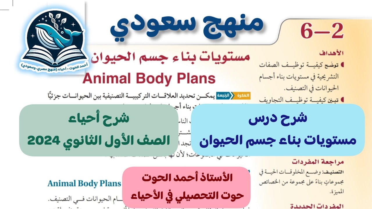 2-6 شرح درس مستويات بناء جسم الحيوان - أحياء الصف الأول الثانوي منهج سعودي 2024