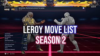 Leroy Smith Season 2 Move List - Tekken 8
